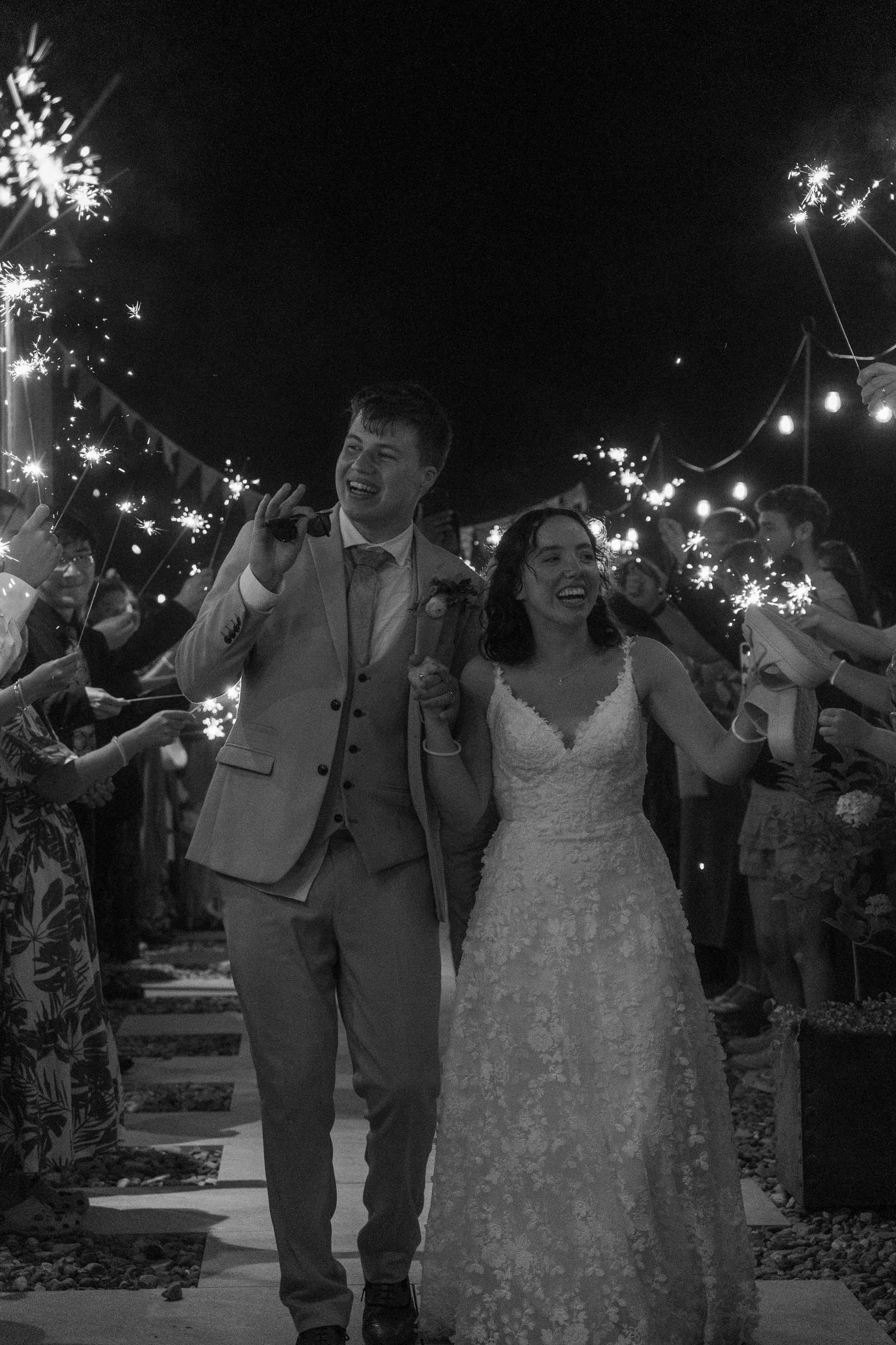 Nathan and Emily — sparkler exit